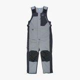 Gray and black insulated overalls with adjustable straps and multiple pockets, featuring the AFTCO logo on the chest and the side of the leg.