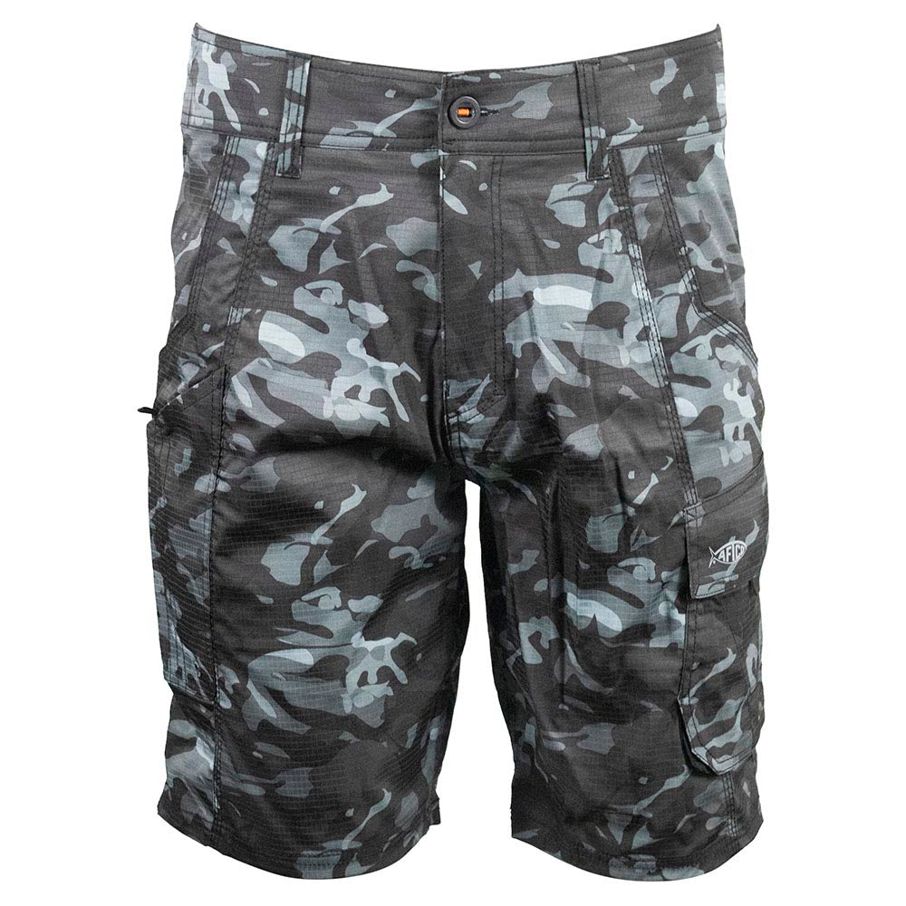 AFTCO Tactical Fishing Shorts - Black Camo (30)