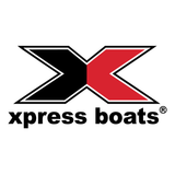 Xpress Boats decal featuring the letter 'X' in black and red and the text 'Xpress Boats' below it. 