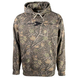 Brown camouflage hoodie with a black Xpress logo on the chest. 