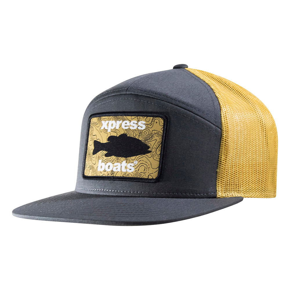 Xpress Fish Topography Patch Hat - Charcoal/Old Gold – Xpress