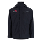 Black fishing jacket with a black and red xpress logo on the right chest.